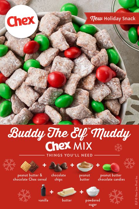 Add all the peanut butter to this take on our classic Muddy Buddies™ recipe. Using Peanut Butter Chex, Chocolate Chex and peanut butter chocolate candies, you have double the peanut butter fun in this colorful mix. Peanut Butter Chex, Cakesicles Ideas, Puppy Chow Chex Mix Recipe, Chex Mix Puppy Chow, Chocolate Chex, Muddy Buddies Recipe, Puppy Chow Recipes, Xmas Treats, Chex Mix Recipes