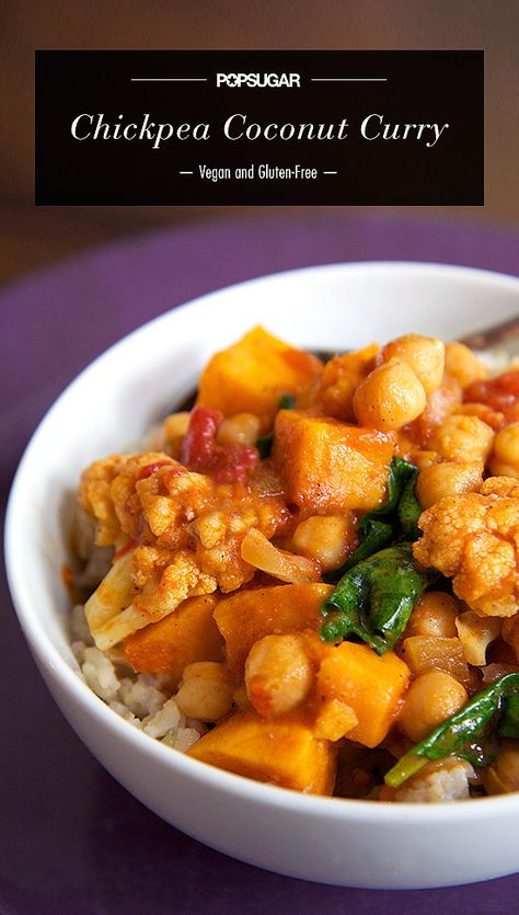 Vegan Chickpea Curry, Chickpea Coconut Curry, Sweet Potato Curry, Diner Recept, Vegan Curry, Chickpea Curry, Coconut Curry, Idee Pasto Sano, Healthy Lunch Recipes