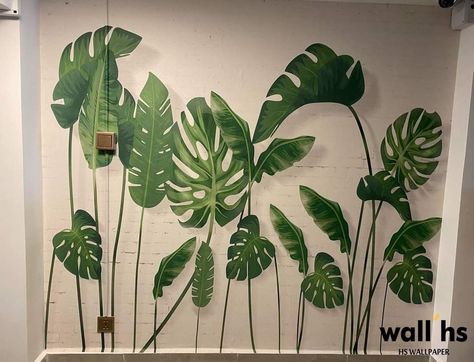 Painting Decor Ideas, Plant Wall Mural, Cute Painting, Creative Wall Painting, Garden Mural, Interactive Walls, Diy Wall Painting, Wall Painting Decor, Door Murals