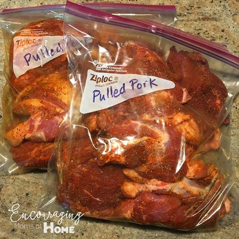 Pulled Pork in Freezer Bag for Meal in Slow Cooker with printable recipe card Instant Pot Pulled Pork Recipe, Instant Pot Pulled Pork, Pulled Pork Recipe Slow Cooker, Instant Pot Freezer Meals, Printable Recipe Card, Pulled Pork Recipe, Freezer Meal Prep, Slow Cooker Pulled Pork, Pulled Pork Recipes