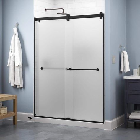 Whether you're looking for a moderate DIY project or working on a bathroom remodel, upgrading your bathroom with a new sliding shower door is easy with the Delta 1-2-3 custom sliding shower door program. Delta's custom glass shower door program offers 1000s of design combinations by choosing your glass shower panels, shower door track, and shower door handles to build a unique, personalized glass shower door. Inspired by the trendy barn door style, the Contemporary shower door track in chrome is Unique Shower Doors, Frameless Bathtub Doors, Shower Door Track, Glass Shower Panels, Custom Shower Doors, Tub Door, Shower Door Handles, Frameless Sliding Shower Doors, Full Bathroom Remodel