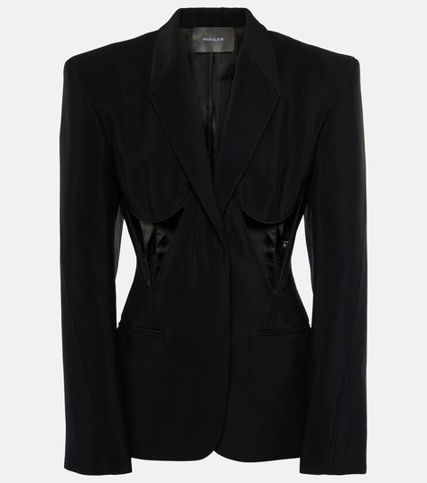 Cutout blazer in black - Mugler | Mytheresa Cutout Blazer, Cycling Outfit, Slovakia, Black Blazers, Outerwear Women, Single Breasted, Blazer Jacket, Color Design, Care Instructions