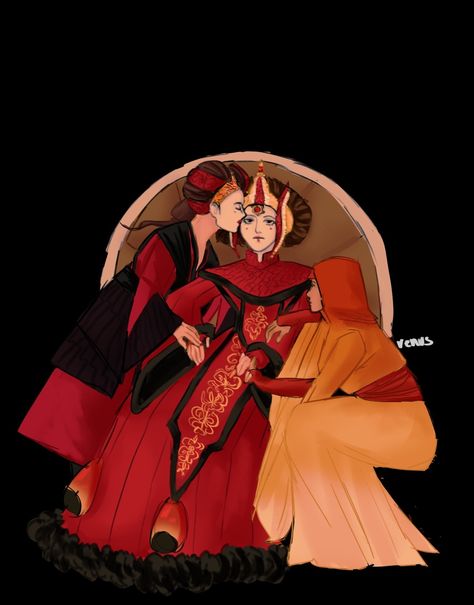 space ladies in love — Queen and her handmaidens Amidala Star Wars, Queen Amidala, Star Wars Padme, Star Wars Crafts, Leia Organa, Star Wars Women, Original Trilogy, Illustration Art Girl, Love Stars