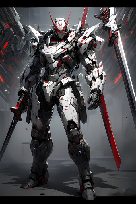 Mecha Swordsman, Robotic Art, Sci Fi Military, Anime Mecha, Futuristic Armor, Mecha Design, Battle Suit, Battle Armor, Robot Concept