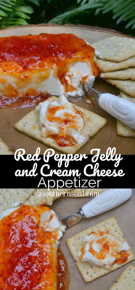 Pepper Jelly & Cream Cheese Appetizer - A Southern Soul Jelly Cream Cheese Appetizer, Red Pepper Jelly Appetizer, Pepper Jelly And Cream Cheese, Tortellini Kabobs, Tortellini Appetizer, Pepper Jelly Cream Cheese, Pepper Jelly Recipes, A Southern Soul, Cream Cheese Appetizer