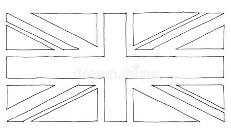 hand drawn flag of the United Kingdom (UK) aka Union Jack royalty free illustration Union Jack Tattoo, Jack Tattoo, Flag Drawing, United Kingdom Flag, Flag Tattoo, Uk Flag, Sleeves Ideas, Black And White Lines, National Flag