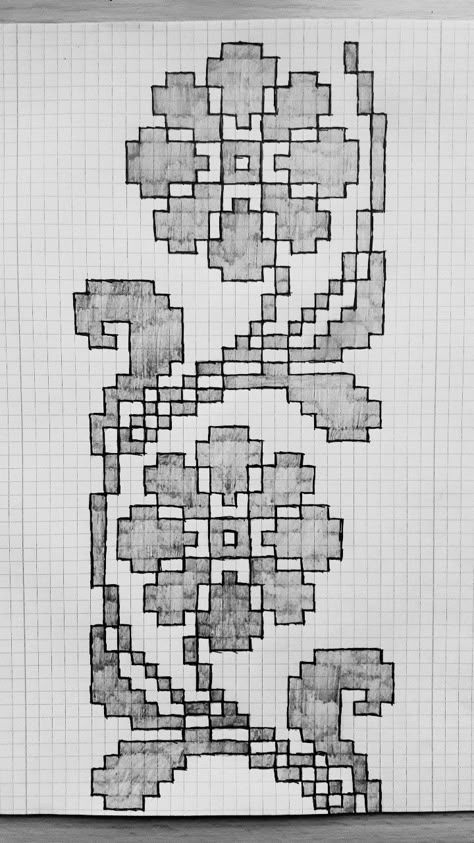 Grid Paper Art Drawings, Things To Draw On Graph Paper, Graph Paper Art Pattern, فن النسيج, Graph Art, Modele Pixel Art, Basic Art, Graph Paper Designs, Blackwork Patterns