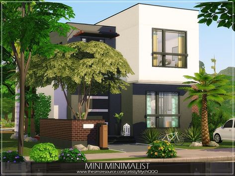 MychQQQ's Mini Minimalist Sims 4 Minimalist House Cc, Sims 4 Basic House, Sims 4 Minimalist House, Sim4 House, Family Sims 4, Sims 4 House Ideas, Sims 4 Modern House, Sims 4 Houses Layout, Sims 4 House