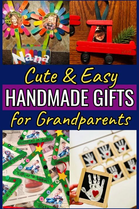 Handmade Christmas Gift For Grandparents, Crafts For Gifts From Kids, Gift From Toddler To Grandparents, Diy Christmas Gifts From Grandkids, Christmas Craft For Kids To Make For Gifts Grandparents, Preschool Handmade Christmas Gift, Preschool Presents For Parents, Kindy Christmas Gifts, Gifts For Toddlers To Make For Parents