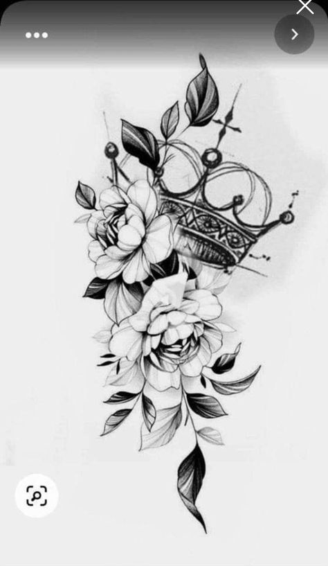 Thigh Sleeve Tattoo, Crown Tattoos For Women, Floral Thigh Tattoos, Rose Tattoos For Women, Tattoos For Women Flowers, Hip Tattoos Women, Inspiration Tattoos, Floral Tattoo Sleeve, Forearm Tattoo Women