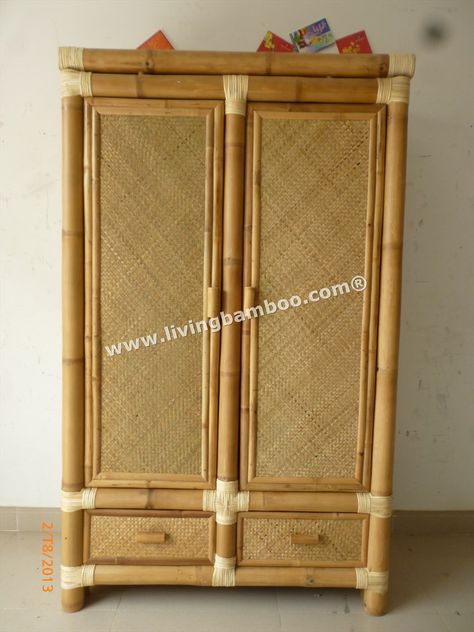 Bambu Art, Bamboo Wardrobe, Bamboo Furniture Diy, Chinese Lamp, Three Door Wardrobe, Lobby Ideas, Small Villa, Bamboo Canes, Bamboo Art