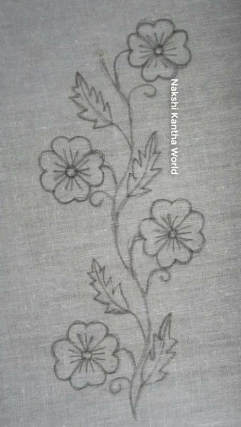 Simple Embroidery Designs Drawings, Hand Embroidery Patterns Free, Hand Embroidery Patterns Flowers, Floral Embroidery Patterns, Hand Embroidery Videos, Basic Embroidery Stitches, Border Embroidery Designs, Pola Sulam, Hand Embroidery Flowers