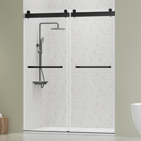 Diy Shower Door, Shower Door Designs, Bypass Shower Door, Semi Frameless Shower Doors, Frameless Shower Door, Double Sliding Doors, Sliding Door Systems, Diy Shower, Frameless Shower Doors