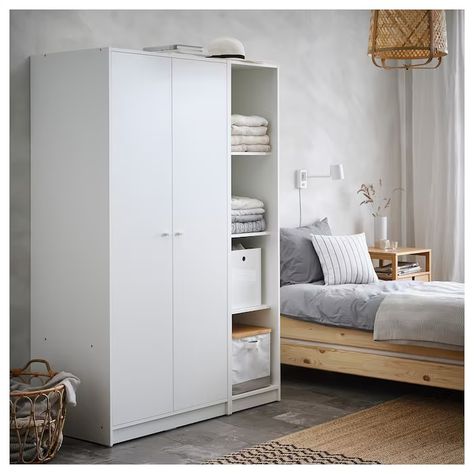 KLEPPSTAD Wardrobe with 2 doors, white, 311/4x691/4" - IKEA Kleppstad Ikea Ideas, Ikea Kleppstad Wardrobe, Ikea Kleppstad, Narrow Wardrobe, Armoire Ikea, Open Wardrobe, Kids Flooring, Ikea Home, Clothes Rail