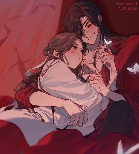 Hands On Hair Reference, Romantic Vampire Couple Art, Cute Fanart Couple, Hua Chen X Xie Lian, Hualian Hands, Modern Xie Lian, Female Xie Lian, Hualian Cute, Xie Lian Art