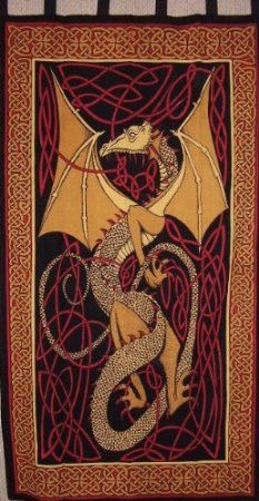 Amazon.com: Celtic Dragon Tab Top Curtain-Drape-Door Panel-Red: Furniture & Decor Celtic Tapestry, Dragon Bedroom, Dragon Tapestry, Dragon Celtic, Celtic Knot Dragon, Dragon Symbol, Dragon Aesthetic, Red Tapestry, Trippy Tapestry