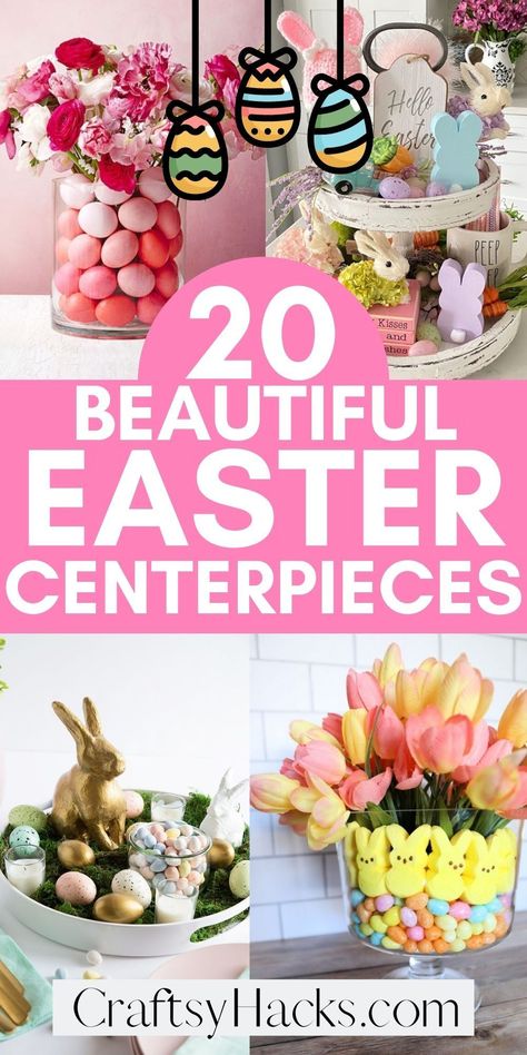 Finding incredible Easter decor ideas is much easier when you see these adorable Easter centerpiece ideas. These stunning Easter table decorating ideas will help you get ideas to create your own DIY Easter decor. #DIY #EasterDecor Peeps Centerpiece Easter, Easy Easter Centerpieces Diy, Diy Easter Centerpieces, Easter Inspiration Decor, Easter Centerpieces Diy, Easter Table Centerpieces, Easter Centerpiece Ideas, Holidays Crafts, Easter Floral Arrangement