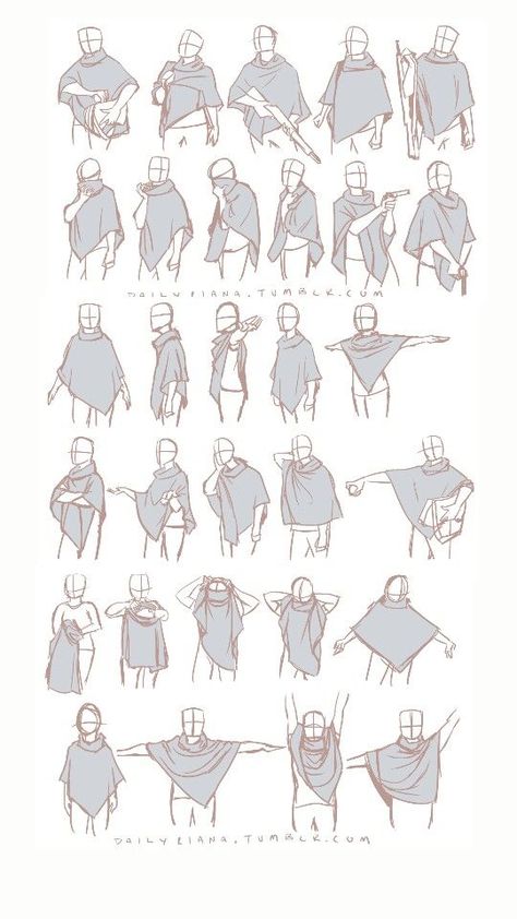 Types Of Cloaks Drawing, Hooded Cape Drawing Reference, Angel Clothing Reference, Cloak Drawing Refrences, Poncho Art Reference, Torn Clothing Reference, Cape In Wind Reference, Cape Physics Drawing, Cloak Hood Reference Drawing