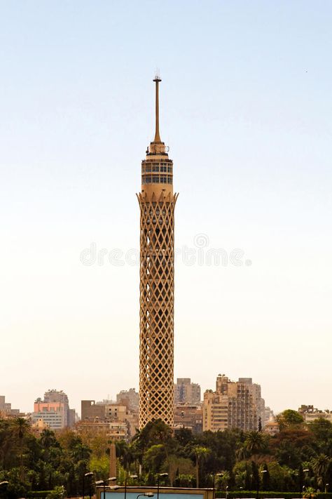 Cairo Tower. Landmark tower at Gezira island in Cairo Egypt , #AFFILIATE, #Landmark, #Tower, #Cairo, #tower, #Egypt #ad Egypt Landmarks, Egypt Landscape, Grand Canyon Photography, Hoodie Website, Mountain Project, Canyon Photography, Cairo Tower, Arabic Architecture, Places In Egypt