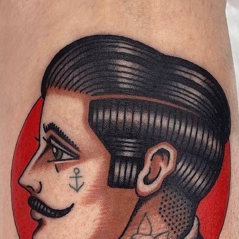 Wes Hoffman on Instagram: "My first man 👨‍❤️‍👨 thanks Callie @rainbowdemondenver | | | | #trad #traditionaltattoo #denvertattooartist #coloradotattooartist #denvertattoo #traditionalart" Traditional Man Head Tattoo, American Traditional Man, Man Traditional Tattoo, American Tattoos, Head Tattoos, April 26, American Traditional, Traditional Tattoo, Tattoos And Piercings