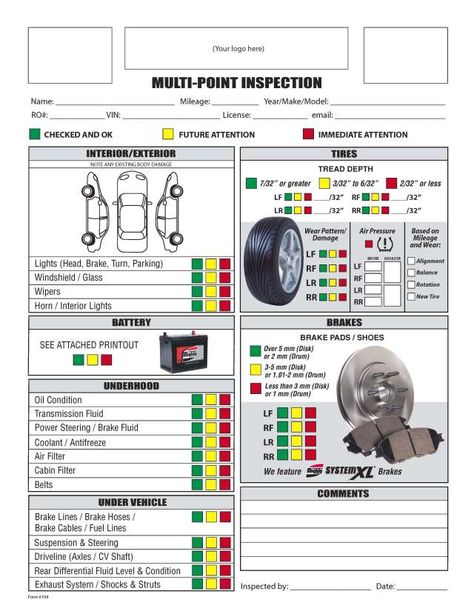 Free Printable Vehicle Inspection Form - FREE DOWNLOAD Car Care Checklist, Car Mechanics Garage, Car Checklist, Mobile Mechanic, Inspection Checklist, Automotive Care, Maintenance Checklist, Collision Repair, Automotive Mechanic