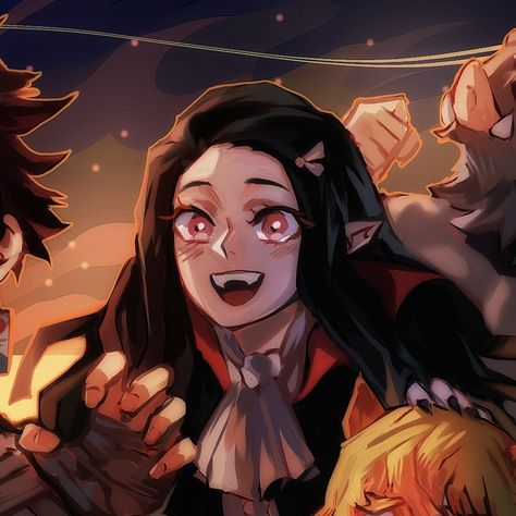 Demon Slayer Matching Halloween Icons, Demon Slayer Pfp Halloween, Kny Pfp Halloween, Halloween Matching Pfp 4 People Anime, Kny Halloween Matching Pfp, Demon Slayer Pfp Nezuko And Tanjiro, Halloween Nezuko Pfp, Demon Slayer Matching Pfp Zenitsu, Kny Halloween Pfp