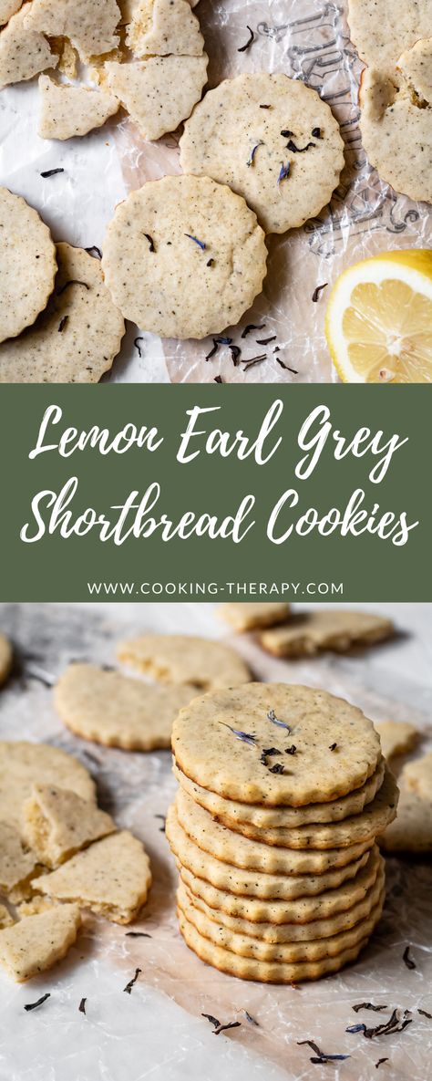 Earl Grey Lemon Cookies, Herb Cookies Recipes, Herb Shortbread Cookies, Earl Grey Dessert Recipes, Earl Gray Cookies, Earl Grey Shortbread Cookies, Colossal Cookies, Earl Grey Shortbread, Earl Grey Cookies