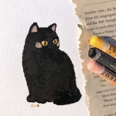 Oil Pastel Art, Oil Pastels, Pastel Art, A Pencil, A Drawing, Art Stuff, Drawing Ideas, Black Cat, Art Inspo