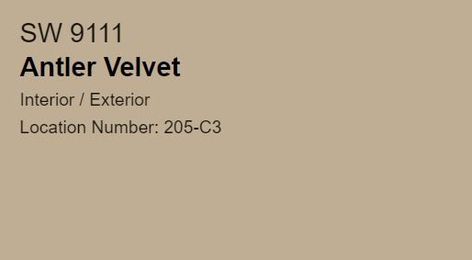 Sw Antler Velvet, Antler Velvet, Rustic Paint Colors, Velvet Interiors, Basement Bathroom, Exterior House Colors, Paint Color, Rustic Farmhouse, Antlers