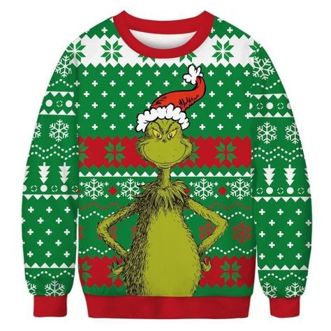 PRICES MAY VARY. 🎅🔔🎄【BEST CHRISTMAS SWEATSHIRT】- Originating from the classic character design of the popular cartoon, Christmas sweatshirt will definitely put you in the spotlight at the Christmas party. Crew neck, long sleeve, plus one of the most Christmassy character designs, make it undoubtedly the most fun Christmas sweatshirt. Let's Steal Christmas Together!!! 🎅🔔🎄【QUALITY MATERIAL】- Made of high-quality polyester and cotton, good fabrics, fine workmanship, comfortable and soft to th Ugly Christmas Sweater Couples, Novelty Sweater, Lover Clothes, Halloween Party Themes, Funny Xmas, Funny Prints, Grinch Christmas, The Grinch, Collars For Women