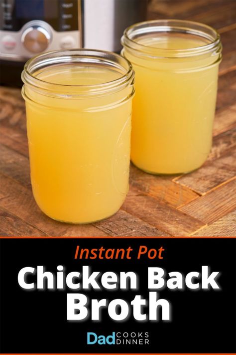 Instant Pot Chicken Back Broth | DadCooksDinner.com #InstantPot #InstantPotRecipe #PressureCooker #PressureCookerRecipe @InstantPotOfficial Chicken Stock Instant Pot, Instant Pot Chicken Broth, Instant Pot Chicken Stock, Curries Recipes, Make Chicken Stock, Beef Soup Bones, Chicken Bone Broth Recipe, Pressure Cooking Chicken, Stovetop Pressure Cooker