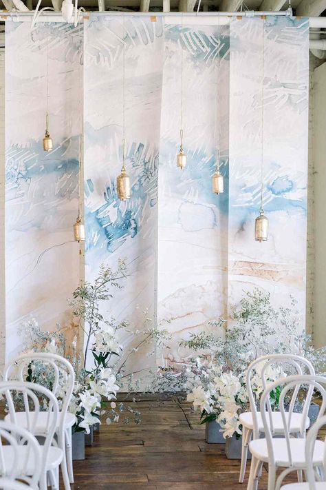 From mini-easels to Monet, here are our favorite art-inspired wedding ideas. #details #easyhomedecorideas #homedecorinspiration #homeimprovementideas #marthastewart Abstract Mural, Diy Wedding Backdrop, Loft Wedding, Garden Wedding Venue, Ethereal Wedding, Backdrop Ideas, Commitment Ceremony, Wedding Venues Texas, Diy Backdrop