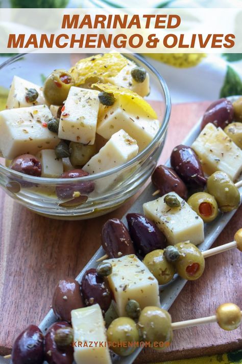 Elevate your snack and appetizers with a playful and zesty jar of marinated Manchego and olives. Marinated Manchego Cheese, Manchego Cheese Appetizers, Marinated Cheese And Olives, Cheese Olives Appetizer, Olives Marinated, Cheese And Olives, Marinated Cheese, Cheese Recipes Appetizers, Gourmet Appetizers