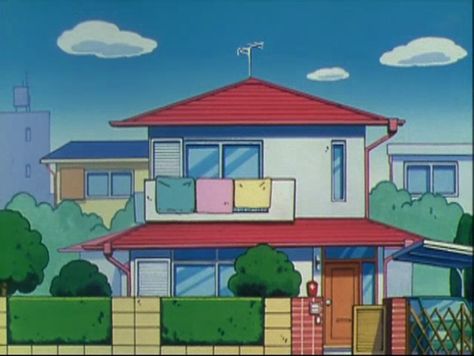 Shinchan's House, Shinchan House Drawing, Shin Chan House, Shinchan House, Caravan Renovation Diy, A4 Painting, Crayon Shinchan, Anime Reference, Cartoon House