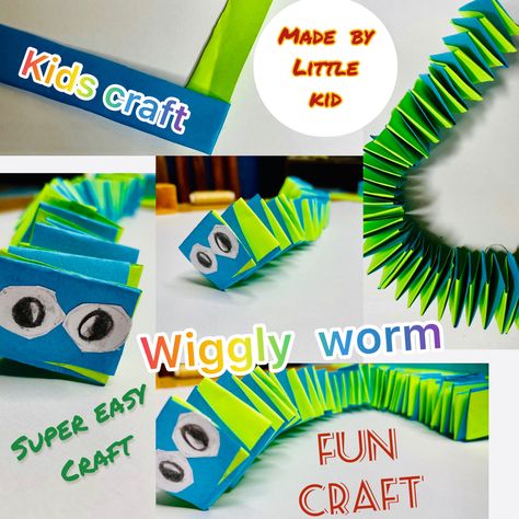 Paper Worms Craft, Wiggly Worm Craft, Worm Arts And Crafts For Kids, Worm Crafts For Kids, Worm Crafts Preschool, Inch Worm Craft, Inchworm Craft, Worm Craft, Cryptid Club