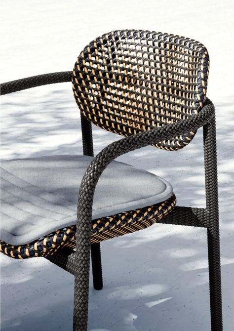 DEDON ROII Outdoor Dining and Lounge Seating | CurranHOME Woven Outdoor Furniture, Terrace Furniture, Patio Design Ideas, Balcony Chairs, Chic Sofa, Cane Furniture, Cozy Patio, Luxury Outdoor Furniture, Garden Table And Chairs