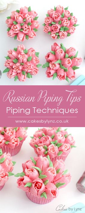 piping cupcakes with Russian piping tips - cakesbylynz.co.uk Russian Cake Decorating Tips, Russian Cake Decorating, Russian Decorating Tips, Piping Cupcakes, Cupcakes Decoration Tutorial, Russian Tips, Birthday Cake Tutorial, Cake Design Tutorial, Russian Piping Tips