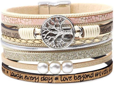 Cool bracelet for my daughter *affiliate link Tree Of Life Bracelet, Birthday Jewelry, Inspirational Bracelets, Buckle Bracelet, Boho Leather, Bohemian Bracelets, Bracelet Cuir, Leather Bracelets