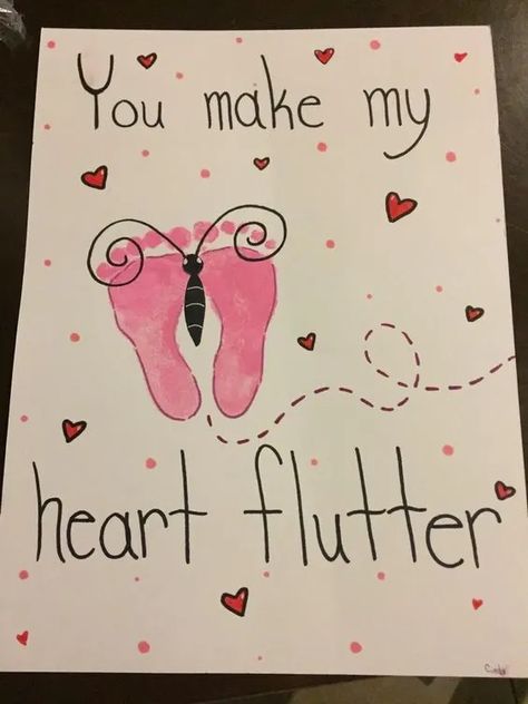 70+ Easy Valentines Crafts Kids Will Love to Make - HubPages Toddler Valentine Crafts, Valentines Day Crafts, February Crafts, Baby Art Projects, Footprint Crafts, Valentine's Day Crafts For Kids, Toddler Arts And Crafts, Preschool Valentines