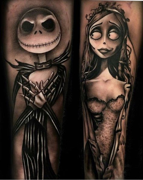 Jack Skeleton Tattoo, Females Tattoos, Arm Cover Up Tattoos, Jack Skellington Tattoo, Tim Burton Tattoo, Jack Tattoo, Jack Y Sally, Nightmare Before Christmas Tattoo, Mom Tattoo Designs