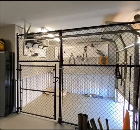 Dog Garage Kennel, Kennel In Garage, Garage Kennel For Dogs, Dog Kennel Garage, Indoor Outdoor Dog Kennel Garage, Shop With Dog Kennel, Dog Garage, Commercial Dog Kennel, Indoor Dog Kennel