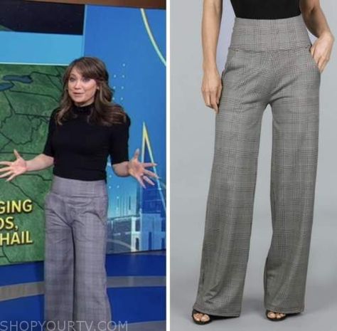 Good Morning America: March 2023 Ginger Zee's Grey High Waisted Plaid Pants | Fashion, Clothes, Outfits and Wardrobe on | Shop Your TV Plaid Grey Pants Outfit, Grey Plaid Pants Outfit, Grey Plaid Pants, Grey Pants Outfit, Convention Outfits, Plaid Pants Outfit, 2024 Wardrobe, Ginger Zee, Plaid Pants Women