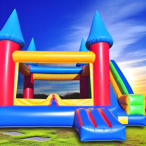 Dive into a world of joy and vibrant colors with our latest Inflatable Castle, set against a sunny sky, promising unforgettable outdoor parties for children. Featuring bright primary colors, a vast bouncing area, a fun slide, and fairy-tale-like turrets, this castle is designed to be the centerpiece of any festive event. Crafted from glossy, durable material, it ensures safety while adding magic to childhood play. Discover the perfect blend of fun, safety, and imaginative play with our enchanting Inflatable Castle, a must-have for kids' parties. Bouncing Castle, Inflatable Castle, Sunny Sky, Inflatable Slide, Bouncy Castle, Outdoor Parties, Pinterest Board, Imaginative Play, Fairy Tale