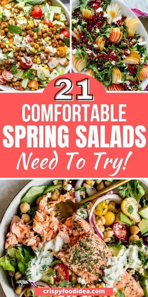 Salad Recipes Spring Greens, Spring Harvest Salad, Brunch Salads Spring, Spring Lettuce Salad Recipes, Spring Salads For Parties, Salad Recipes Spring, Spring Meals Healthy, Spring Salad Ideas, Spring Meal Ideas