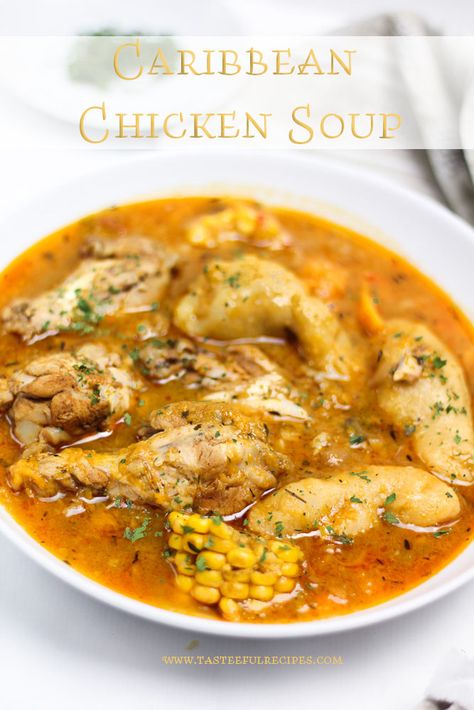 Caribbean Soup Recipes, Carribean Soup, Caribbean Chicken Soup, Carribean Chicken Soup, Carribean Beef Stew, Caribbean Food Recipes, Caribbean Soup, Chicken Soup With Dumplings, Soup With Dumplings