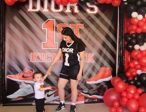 1st Kickback Party, Nike First Birthday, Jordan 1 First Birthday, Jordan 1st Birthday Party, Sneaker Birthday Party Ideas, Nike Jordan Birthday Theme, Jordan 1 Theme Birthday Party Ideas, Jordan 1 Party Theme, Nike First Birthday Theme