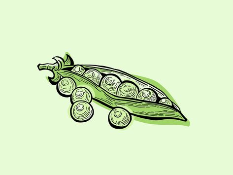 Pea Pod Illustration, Peas Drawings, Chinese Cafe, Vegetable Illustration, Peas In A Pod, Pea Pods, Books Art, Comic Books Art, Peas