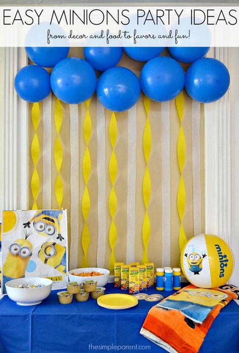 Minion Birthday Party Decorations Diy, Minion Bday Party Ideas, Minions 2nd Birthday, Minions Party Ideas, Minions Birthday Party Decorations, Minion Party Theme, One In A Minion, Despicable Me Party, Minions Birthday