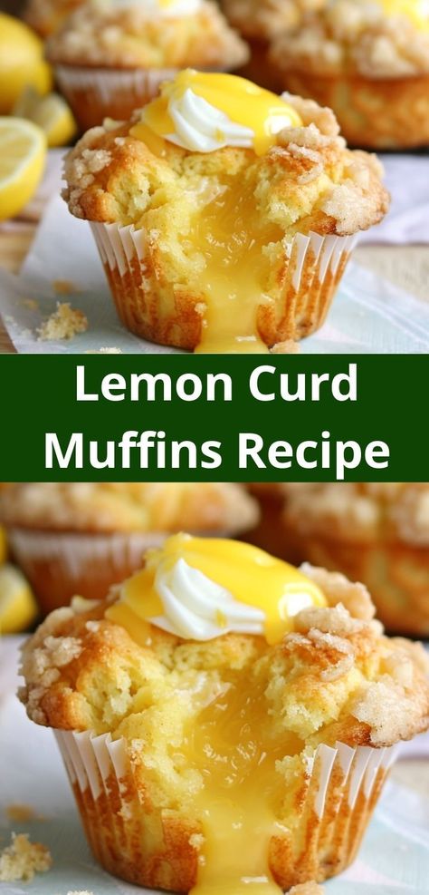 Delicious lemon curd muffins recipe. Quick and easy way to enjoy a zesty and sweet homemade treat! Lemon Curd Recipe Easy Desserts, Recipes Using Lemon Curd, Lemon Curd Muffins, Recipe Using Lemons, Lemon Muffin Recipes, Easy Lemon Curd, Sweet Glaze, Lemon Curd Recipe, Lemon Curd Filling