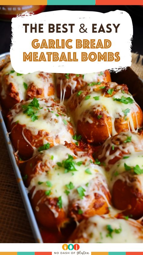 Elevate your dinner game with our Garlic Bread Meatball Bombs! Soft dinner rolls cradle savory meatballs, melted mozzarella, and a burst of garlic goodness. Irresistible and easy to make—pin this flavor-packed recipe now and treat your taste buds to a culinary adventure! Meatball Stuffed Garlic Bread, Meatball Garlic Bread, Playoff Shirts, Garlic Bread Meatball, Meatloaf Meatballs, Breaded Meatballs, Soft Dinner Rolls, Garlic Meatballs, Meatballs Recipes